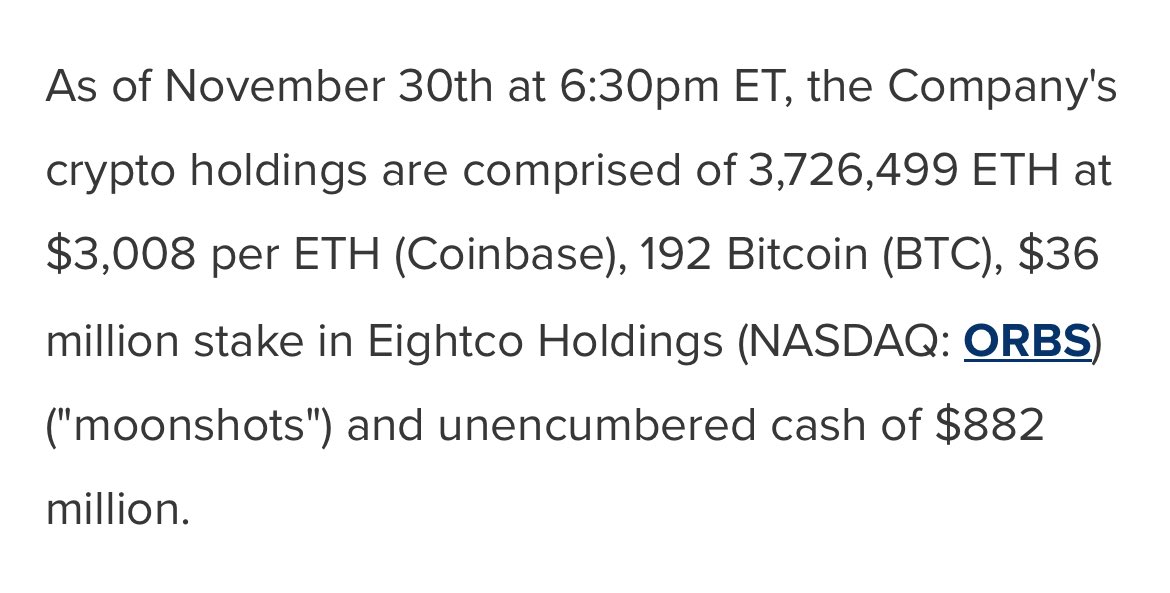 maxxTFSA's tweet image. The “$ per ETH” amount they share is the price that ETH was at the time they tallied up their weekly holdings (Nov. 30 @ 6:30pm), not the price they paid. 

I would be shocked if their cost average was below $4000.