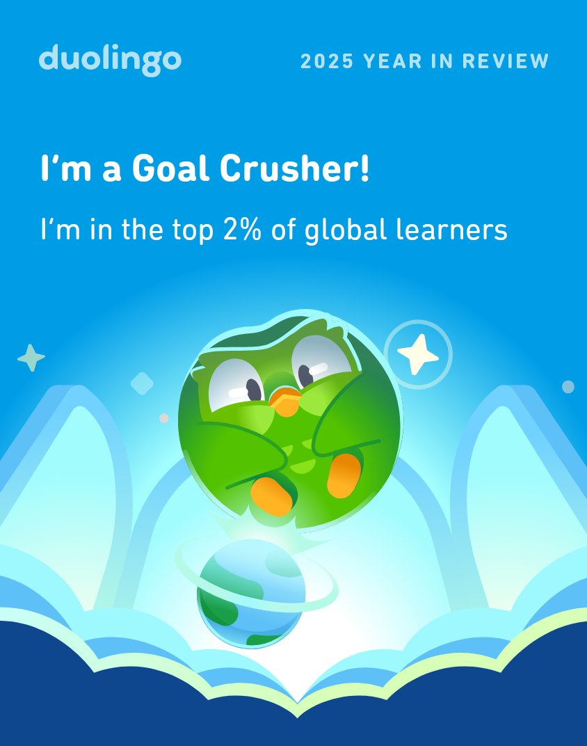 Sayo_Shigure11's tweet photo. Look how much I learned on Duolingo in 2025! How did you do? #Duolingo365 https://t.co/uHzliKGGR2