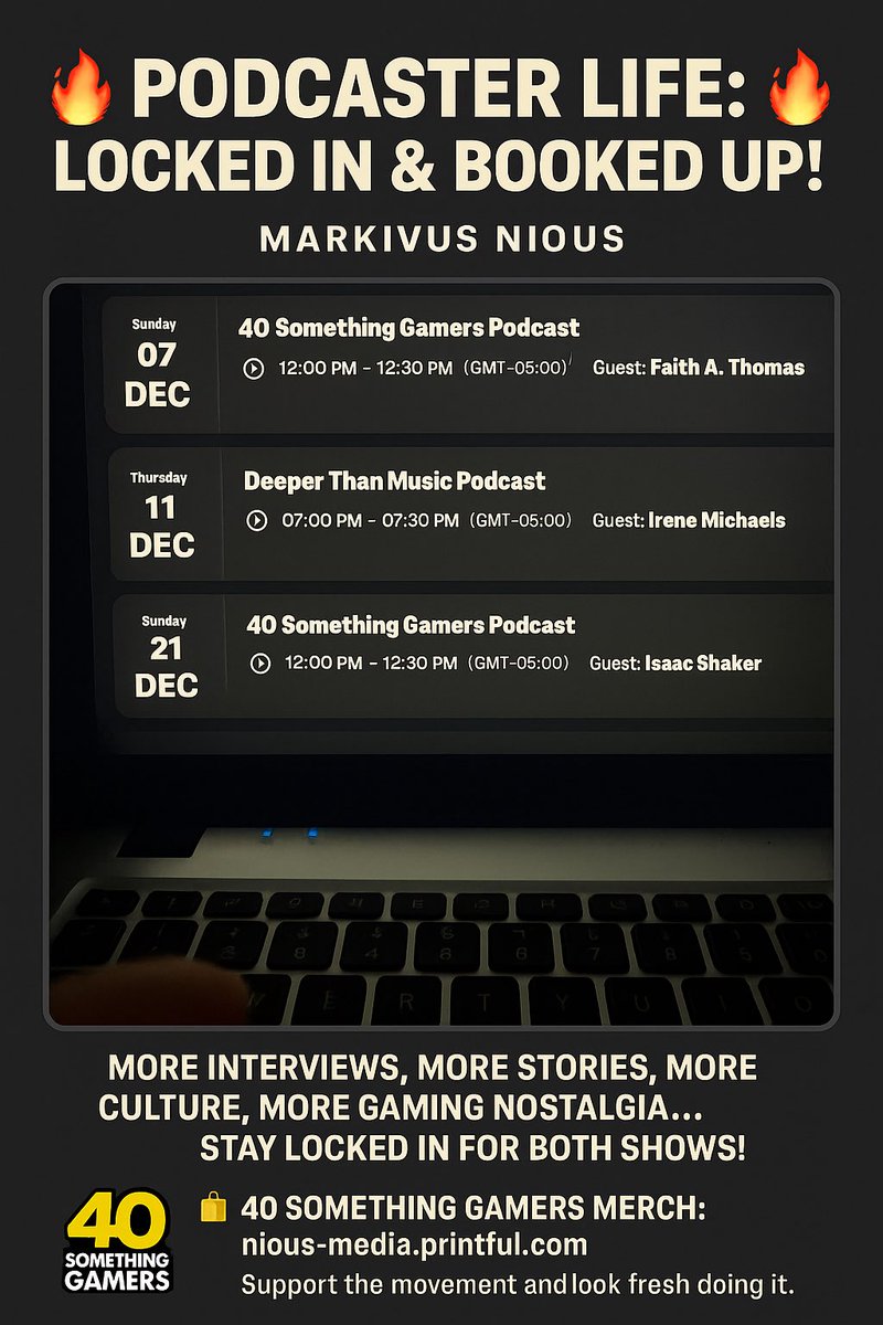 Deeperthnmusic's tweet image. 🔥 Podcaster grind in full effect!
Locked in with new episodes
Rep the tribe 👇
🛒 nious-media.printful.me
#40SomethingGamers #DeeperThanMusic #NiousMedia #PodcasterLife #GamingPodcast #MusicPodcast #RetroGaming #ContentCreator #GenXGamers #StayTuned