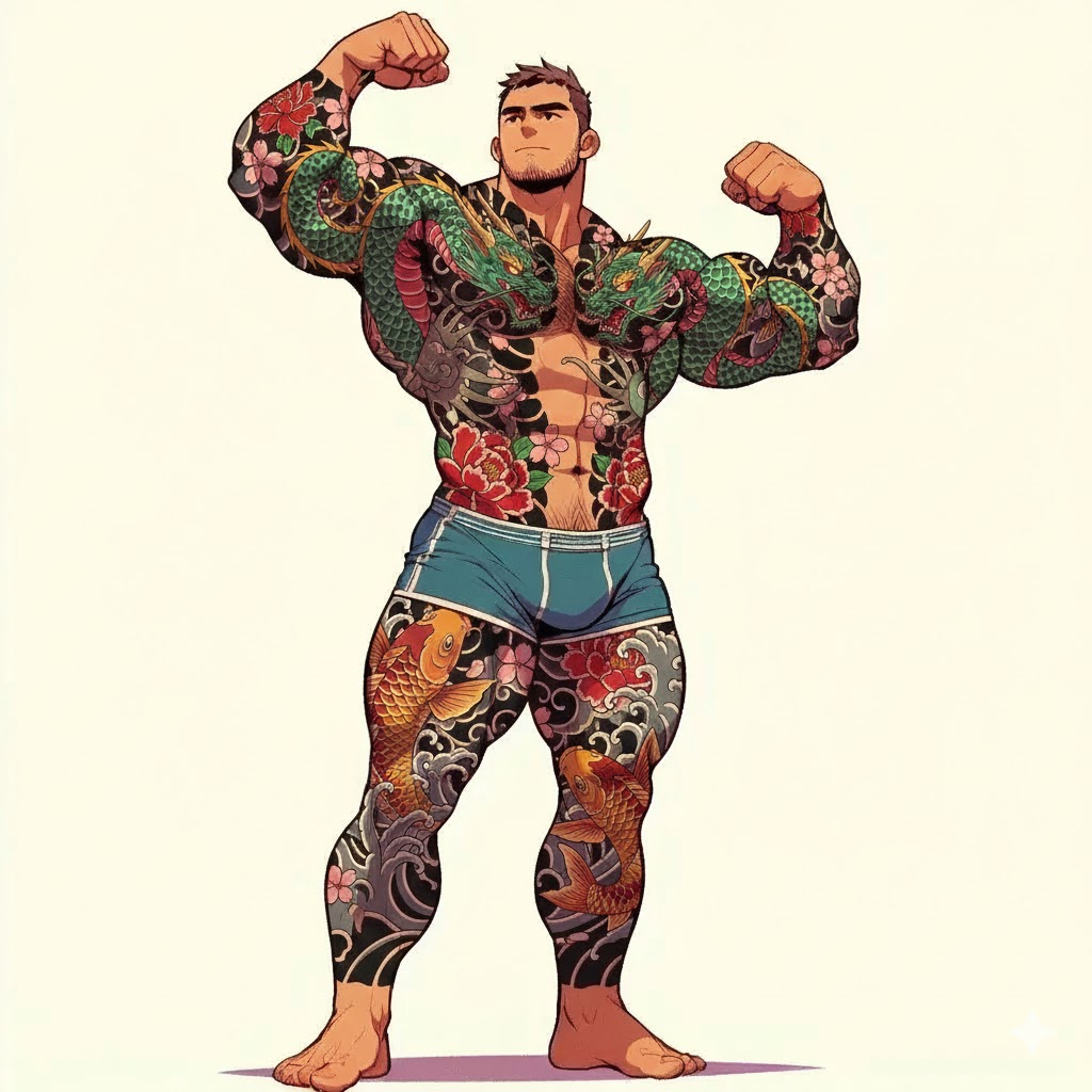 ふと思って、nano banana (旧)で紋々。　特に柄の指定はしなかけど、柄の資料渡せばProなら…

素材はイメージクリエイターで作ったヤツ。