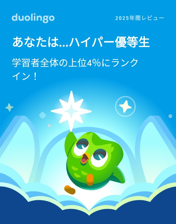 1567Naoki's tweet image. 2025年のDuolingoの学習記録が出たよ！ #Duolingo365