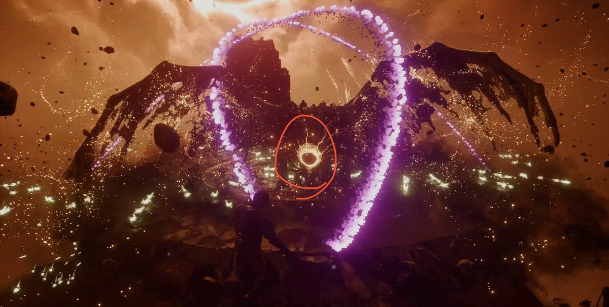 MrBadBit's tweet image. I solved the mystery… it’s SAROS. 

Here’s my evidence.
✅ Similar melted/carbonite skeletons 
✅ The circle patterns of the doors are strikingly similar
✅ Bat monster thing has similar red aura as the door

I just wanted to draw red circles and jump to conclusions ✅✅✅