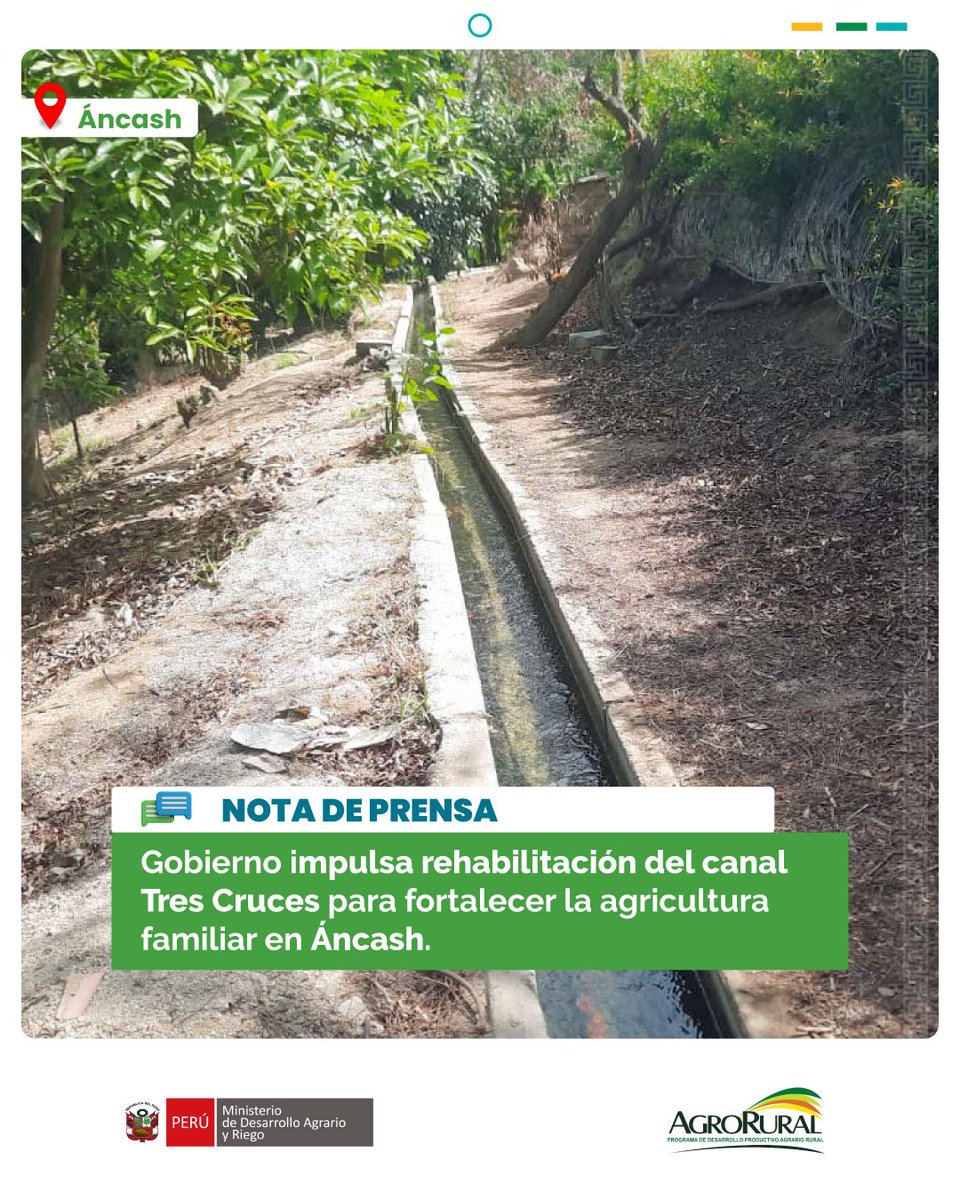 #Áncash | 💧 Agro Rural del Midagri impulsa la rehabilitación del canal Tres Cruces en beneficio de familias agricultoras del distrito de Colquioc, en la provincia de Bolognesi.

🚜 Conoce más aquí: gob.pe/institucion/ag…