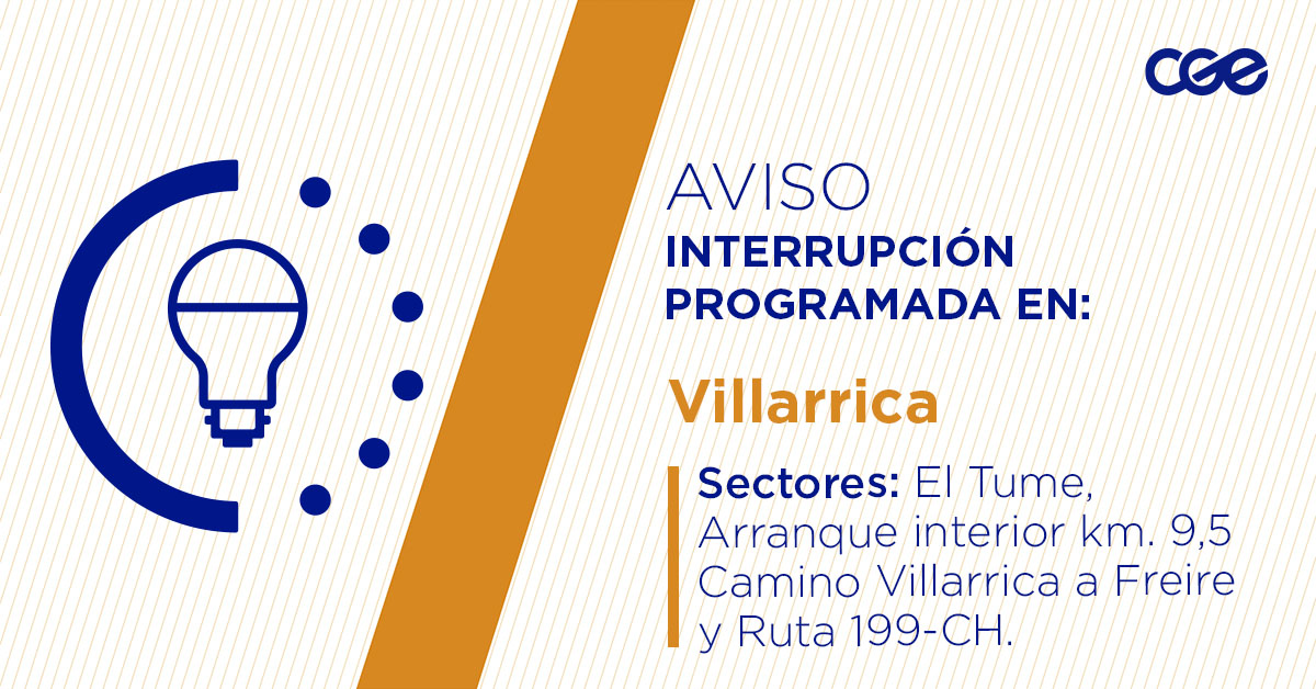 CGE_Clientes's tweet image. Para mejorar la calidad del suministro de nuestros clientes de #Villarrica, este viernes, entre 09:30 y 15:30 horas, se realizará una #InterrupciónProgramada (sectores en la imagen 👇) debido a trabajos de mejoras.  Recuerda desconectar tus artefactos 🔌