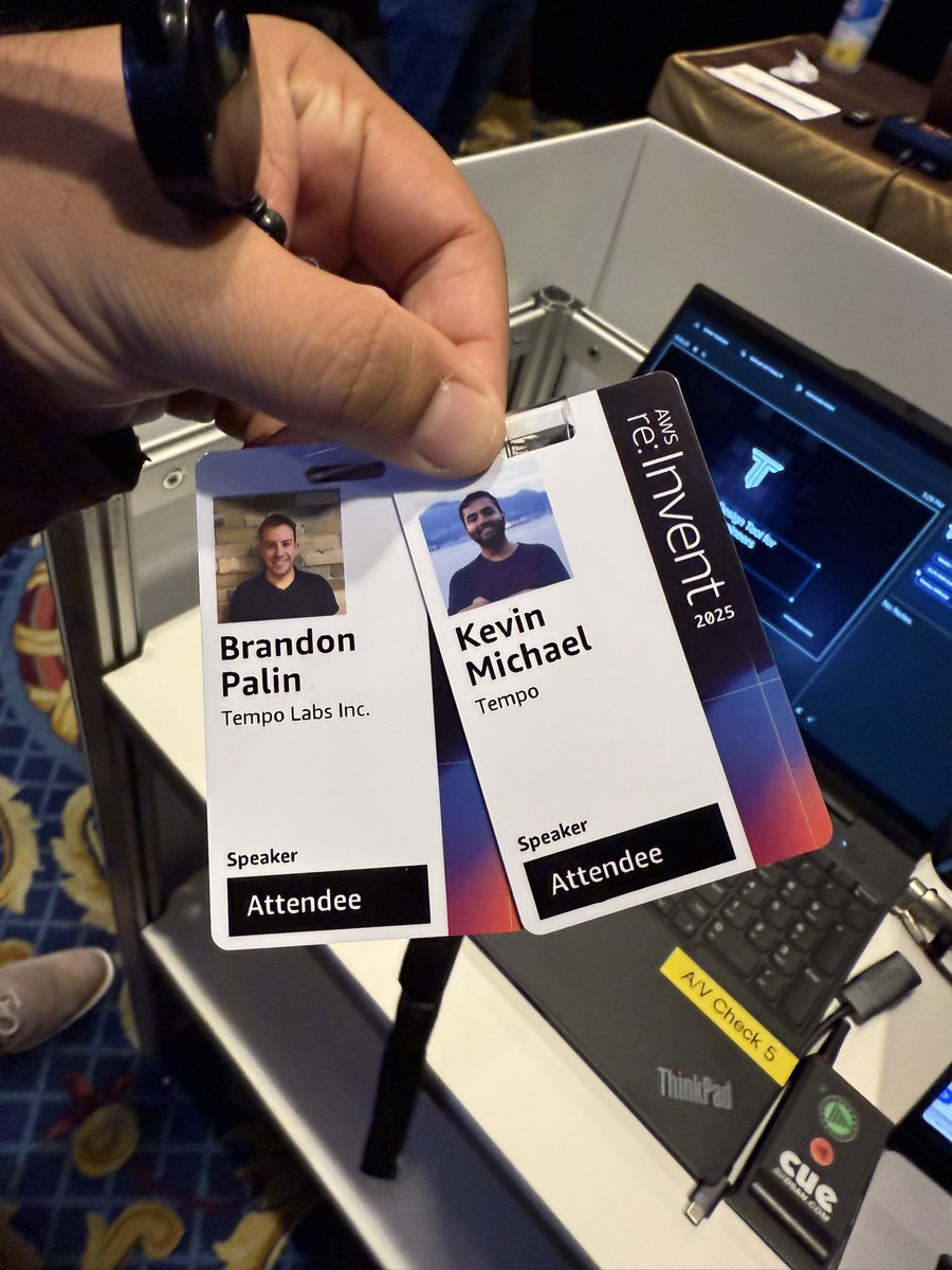 Kevin1Michael's tweet photo. Got our speaker badges :) 

If you’re at AWS Re:Invent swing by our session tomorrow at Caesar’s forum Summit 212.

AI-Driven Design At Scale https://t.co/iHFaB483uo