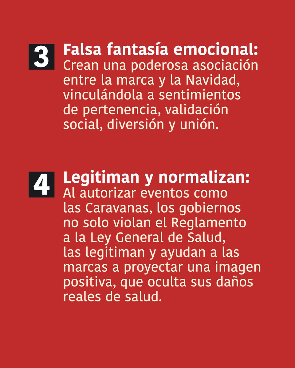 elpoderdelc's tweet image. 🎄🔍El uso de símbolos navideños genera una vinculación emocional.
¡Coca-Cola lo sabe! 🚨Por eso disfrazan a un acto publicitario, como las #CaravanasNavideñas de ‘festividad’ y ‘unión comunitaria’.
Violan la ley y atentan contra la niñez, por ello pedimos a @COFEPRIS su…