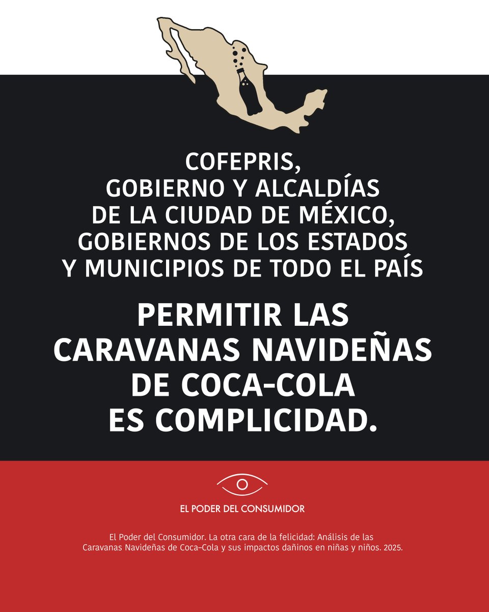 elpoderdelc's tweet image. 🎄🔍El uso de símbolos navideños genera una vinculación emocional.
¡Coca-Cola lo sabe! 🚨Por eso disfrazan a un acto publicitario, como las #CaravanasNavideñas de ‘festividad’ y ‘unión comunitaria’.
Violan la ley y atentan contra la niñez, por ello pedimos a @COFEPRIS su…