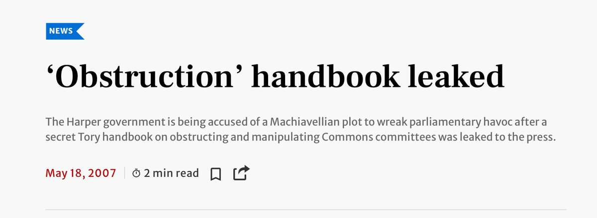 <a href="/SeanFraserMP/">Sean Fraser</a> Wish it wasn’t but The Obstruction Handbook is a real thing brought in by the ReformCon Harper gov to obstruct the HoC and working committees. Ignoring facts &amp; history never helps…
cbc.ca/news/canada/op….
