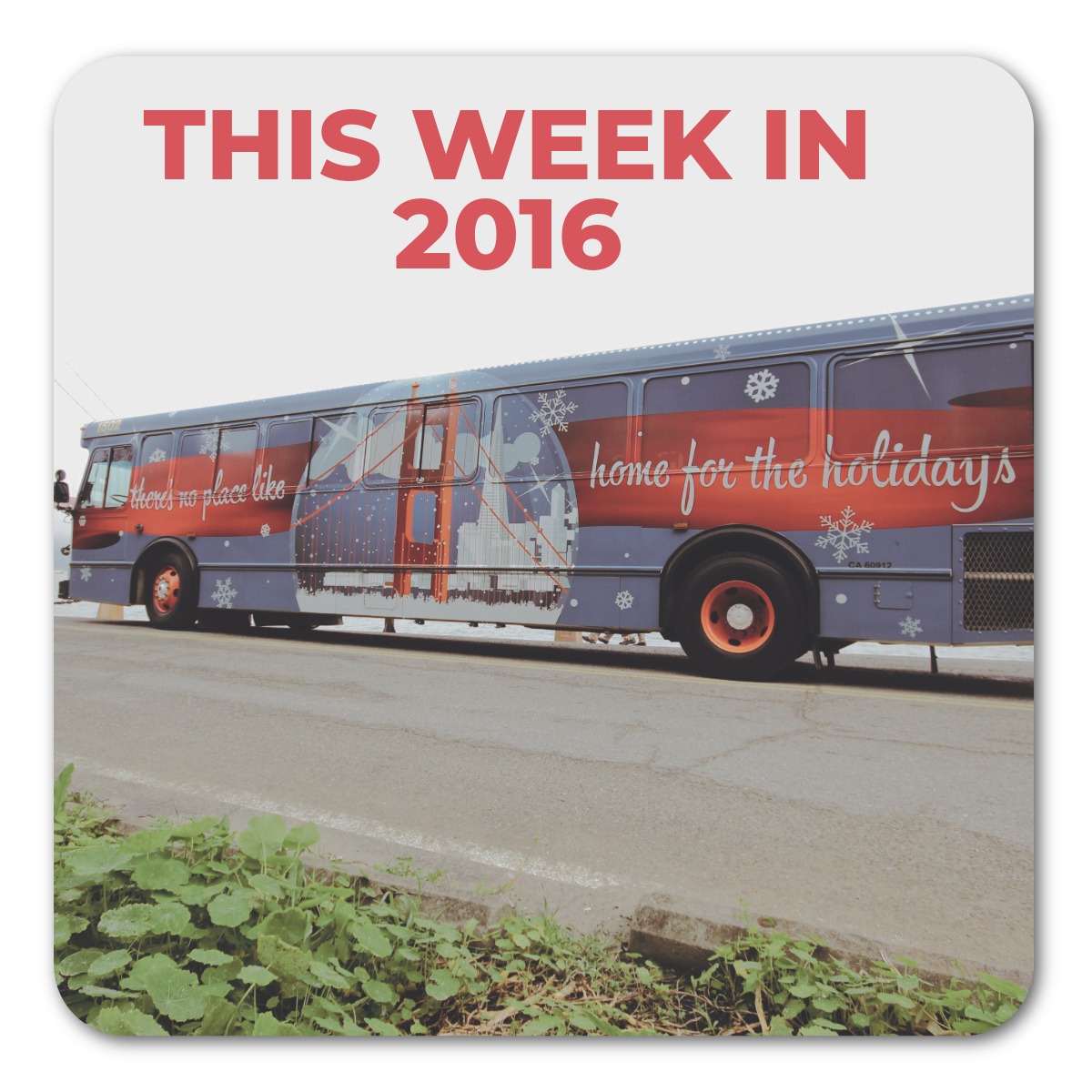 On this week in 2016 you may have seen this bus rolling down Hwy 101, "There's no Place Like Home for the Holidays." This design showcased the views of what we, in the Bay Area, call home featuring one of the most iconic sights of "home," the Golden Gate Bridge.  🚌🎄🌉