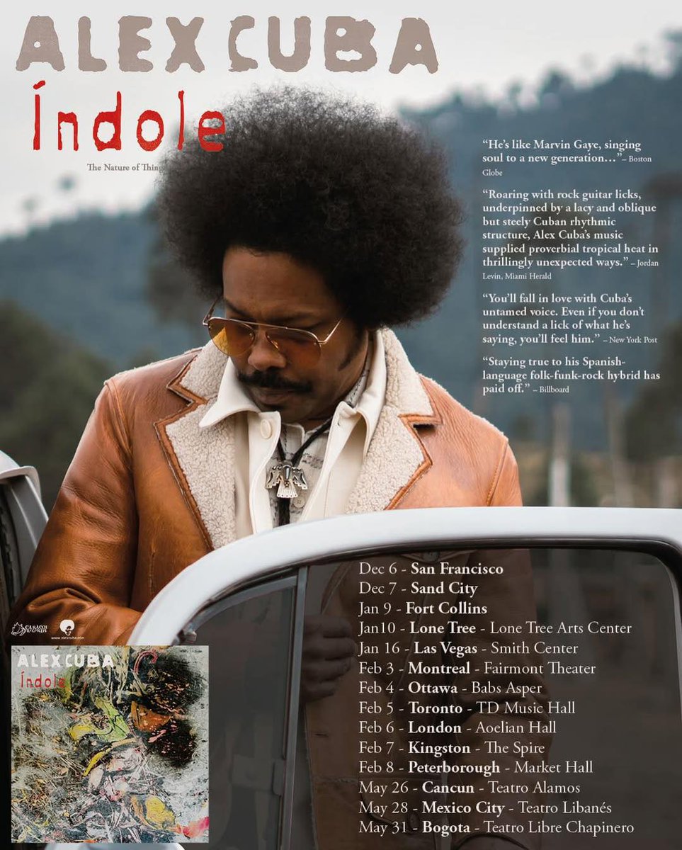 Catch Alex Cuba on tour!