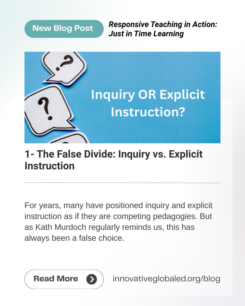 igeeducators's tweet image. In my latest blog, I share  what it means to design literacy learning that is intentional, evidence-informed, and deeply human.
Read here:
ow.ly/Is5750XzQbQ

#ResponsiveTeaching #LiteracyLearning #StudentAgency #EducatorReflection #InquiryLearning #LearningDesign