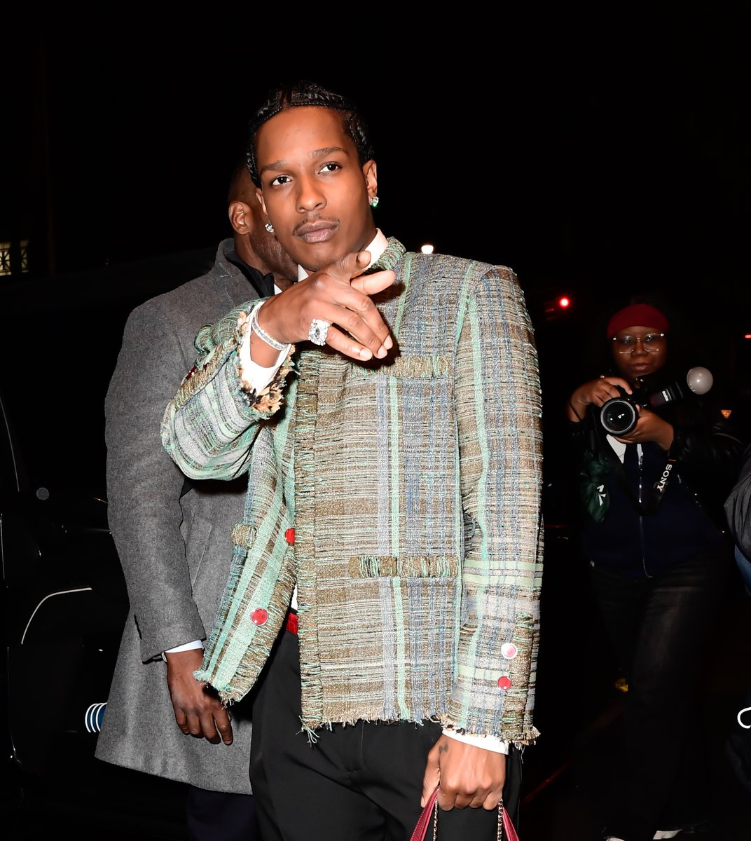 ComplexStyle's tweet image. ASAP Rocky suited up for the Chanel Metiers D&apos;Art 2026 show in NYC