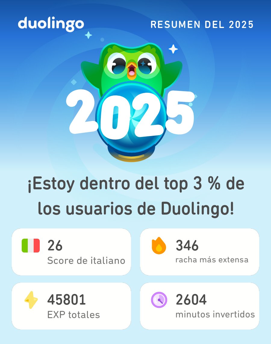 AerithBloodmoon's tweet photo. ¡Aquí están mis estadísticas en Duolingo este 2025! ¿A ustedes cómo les fue? #Duolingo365 https://t.co/OwUIbV59W9
