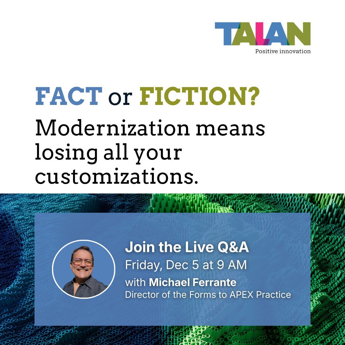 TalanOracleTech's tweet image. New Fact or Fiction is up. Your call: fact or fiction?

talan.com/americas/en/fo… 

#FormsModWeek #OracleForms #orclapex #Modernization