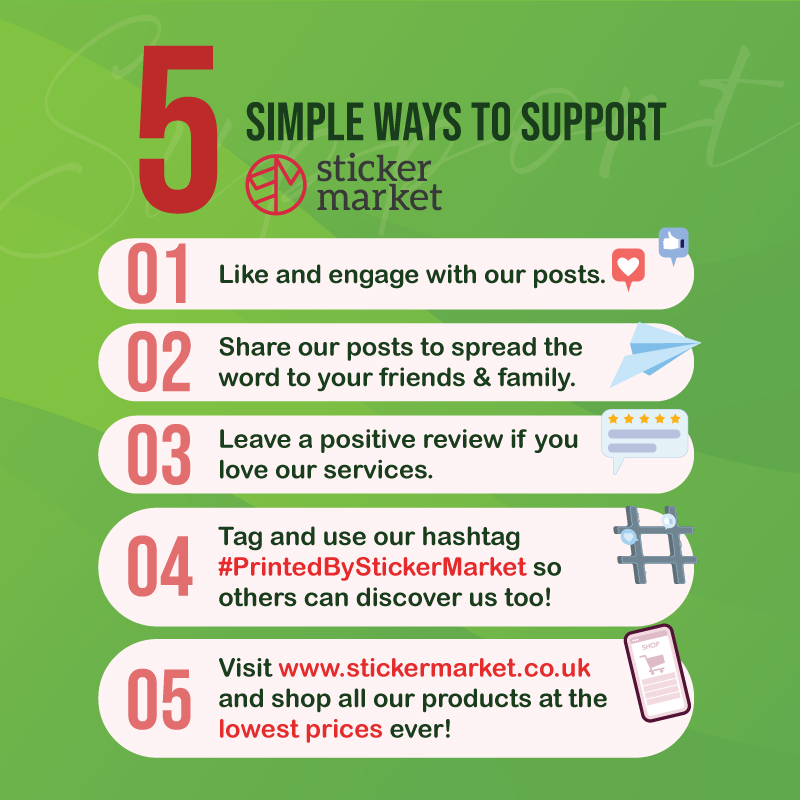 UKStickerMarket's tweet image. Thank you for sticking with us. 🌟🙏 Your kindness — whether through an order or a quick like — truly fuels our small team. ✨

Here are 5 simple ways you can keep the cheer going.

Let’s keep building this creative community together! 💛

#PrintedByStickerMarket