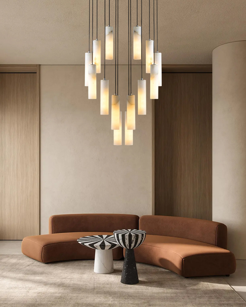 maksimlighting's tweet image. Elegant Lighting Linear Nature Stone 2&quot; Wide AlabasterChandelier Black Indoor Lighting
Unique Marble Veining
Sleek Cylinder Design
1-18 Light Options
#modernart #ModularDesign
#OrganicDecor #LuxeHome
#minimaliststyle #Alabaster
#pendant #lights #InteriorDesign #homedecorating