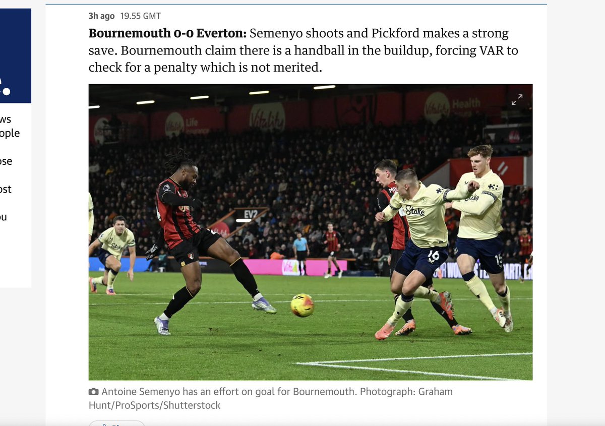 A couple of my pics used on The Sun and The Guardian websites from the Bournemouth v Everton match in the Premier League via <a href="/ProSportsImages/">Pro Sports Images</a> - #football #PremierLeague #BOUEVE