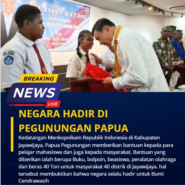 pericancer's tweet image. menkopolkam djamari chaniago adalah bukti jika #NegaraHadirDiPapua 
kehadiran Nusantara Untuk Bumi Cendrawasih dalam memberikan bantuan pada pelajar, mahasiswa, dan masyarakat di tanah papua