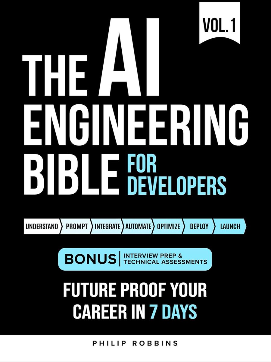 Python_Dv's tweet image. FREE Kindle !

The  AI Engineering Bible for Developers: Essential Programming Languages,  Machine Learning, LLMs, Prompts &amp;amp; Agentic AI. Future Proof Your  Career In the Artificial Intelligence Age in 7 Days amzn.to/4419q5o