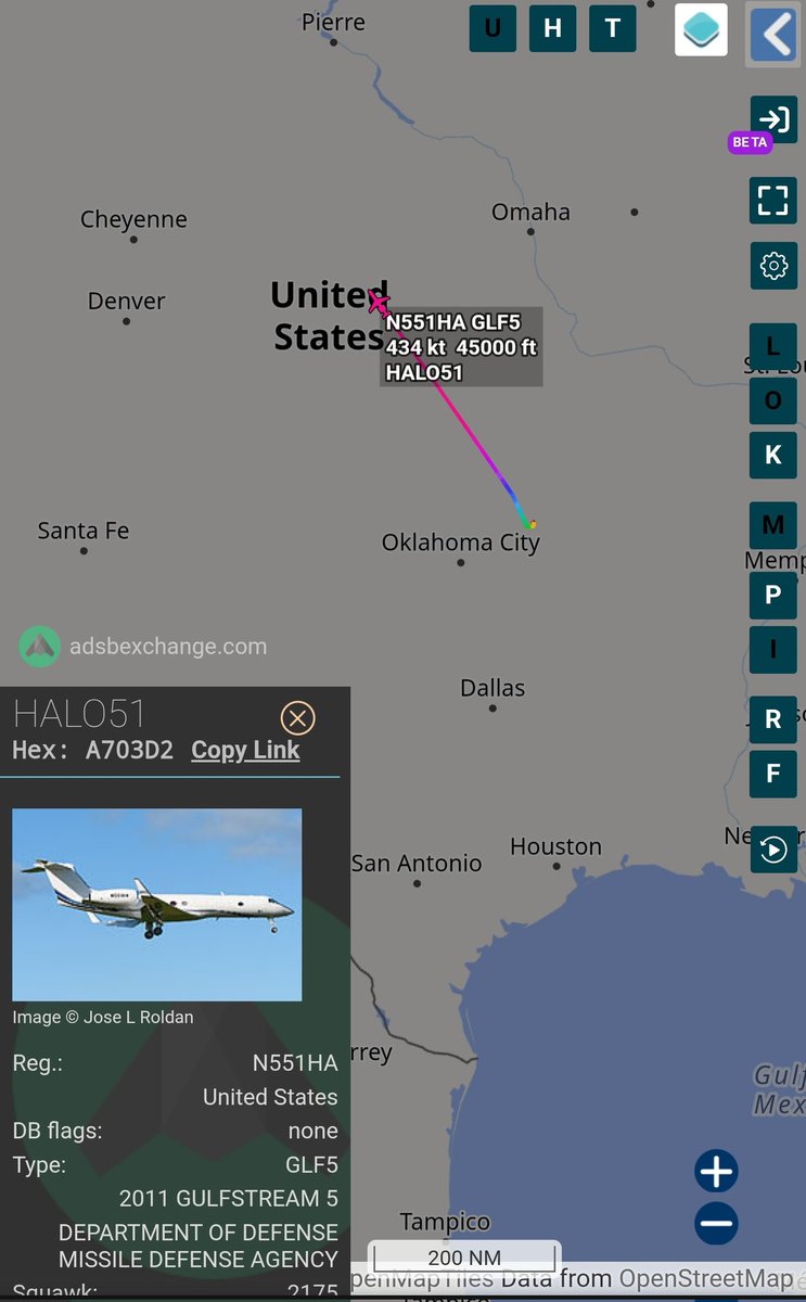 sipjack1776's tweet image. RC-135S Cobra Ball 
#AE01D7/62-4128/REBA55
Departs Elmendorf AFB with KC-135R   #AE059F/61-0294
Gulfstream G550 tracking NW out of Tulsa
#A703D2/N551HA/HALO51
Test launch?
@Borrowed7Time @MRAIDANya @FMilcoms @norb420 @JANN_IIS