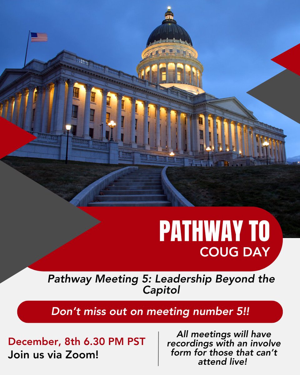 Cougs! Pathway Meeting 5 is next: Leadership Beyond the Capitol! 💪 Learn to turn your advocacy into action, grow your leadership skills, and build future Coug Day momentum. Can’t make it? The session will be recorded + quiz available for credit.