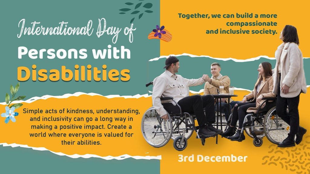 ♿ 3 दिसम्बर — अंतर्राष्ट्रीय दिव्यांग जन दिवस 🫡

आज का दिन हमें याद दिलाता है कि
समावेशिता (Inclusion) कोई विकल्प नहीं, बल्कि समाज की ज़रूरत है।

आइए हम सब मिलकर 🤝ऐसे भारत के निर्माण की तरफ़ बढ़ें ,
जहाँ हर व्यक्ति को —
बराबरी, सम्मान और अवसर मिले।

✨ Accessible India •