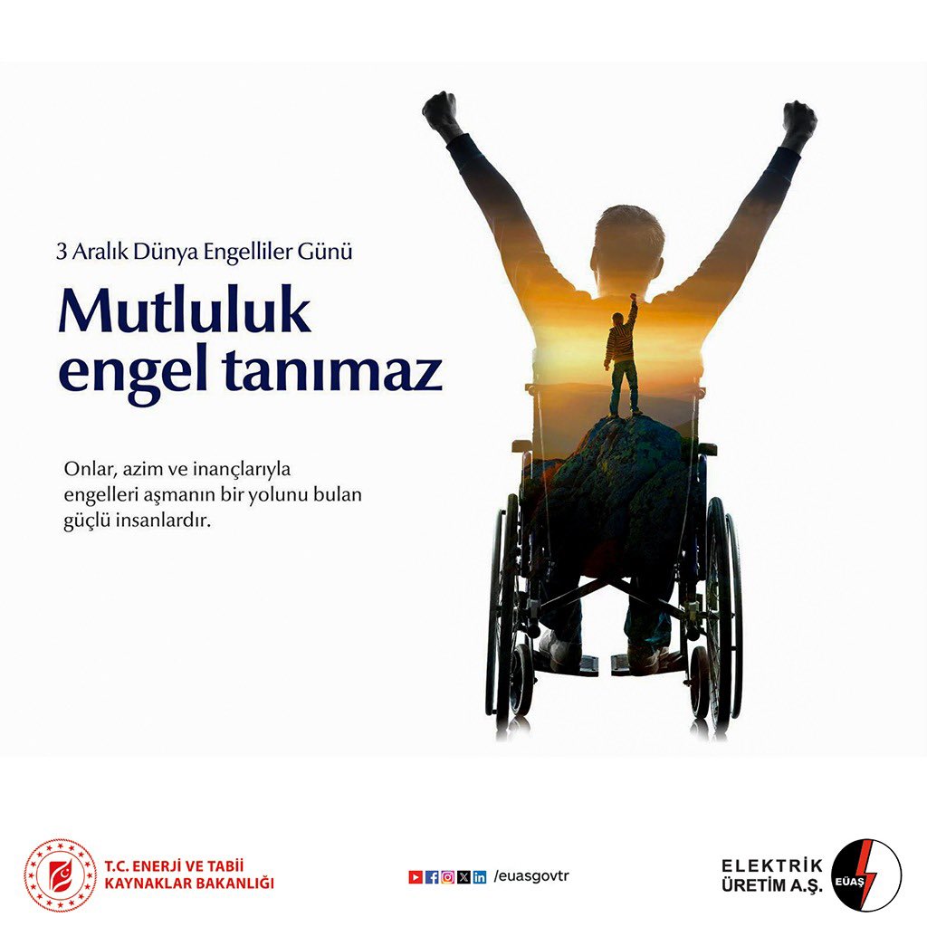 Dünya Engelliler Günü kutlu olsun.

#EÜAŞ
#DünyaEngellilerGünü
#iyikivarsınız