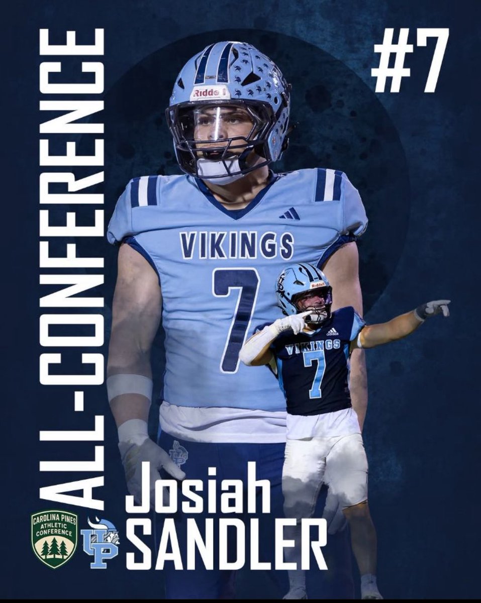 JosiahSandler7's tweet photo. Extremely blessed and grateful to be named All-Conference in the 6A Carolina Pines Athletic Conference‼️Big shoutout to my coaches escpecially my linebacker coach @JordanManess4 for helping me achieve my goals! One more year left, gotta make it the best one yet‼️
@UPHS_Football @CoachC_UP @CoachBryanTill @CoachZJohnson22 @CoachNickReveiz @Coach_Vince_ @CoachLinam @CoachRuff_ @teddyjgallagher