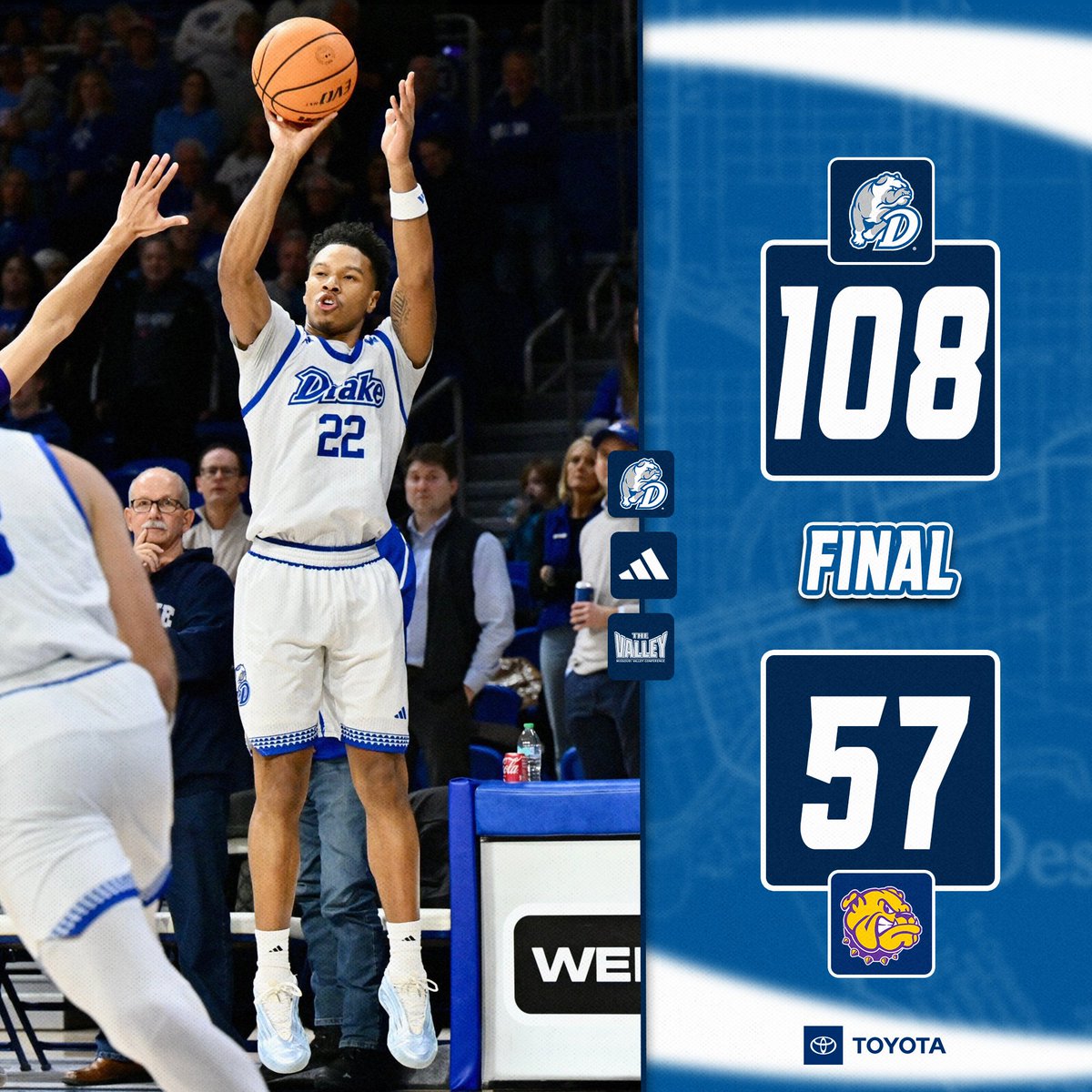 𝐁𝐔𝐋𝐋𝐃𝐎𝐆𝐒 𝐖𝐈𝐍

Appelhans l 30 pts, 3 reb, 10-14 3pt
Thomas l 22 pts, 4 ast, 3 reb
Quinn l 17 pts, 6 ast, 2 reb

#DSMHometownTeam