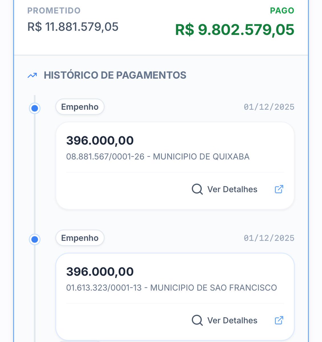 🚨URGENTE: O Deputado Federal Hugo Motta (REP-SP) doou para si mesmo três transferências secretas, via PIX de R$ 1.1 milhões, para cidades como Quixaba (PB), local onde menos de 1500 pessoas moram

🗞️<a href="/cesar_dev_ar/">Cesar Augusto Rodrigues</a>