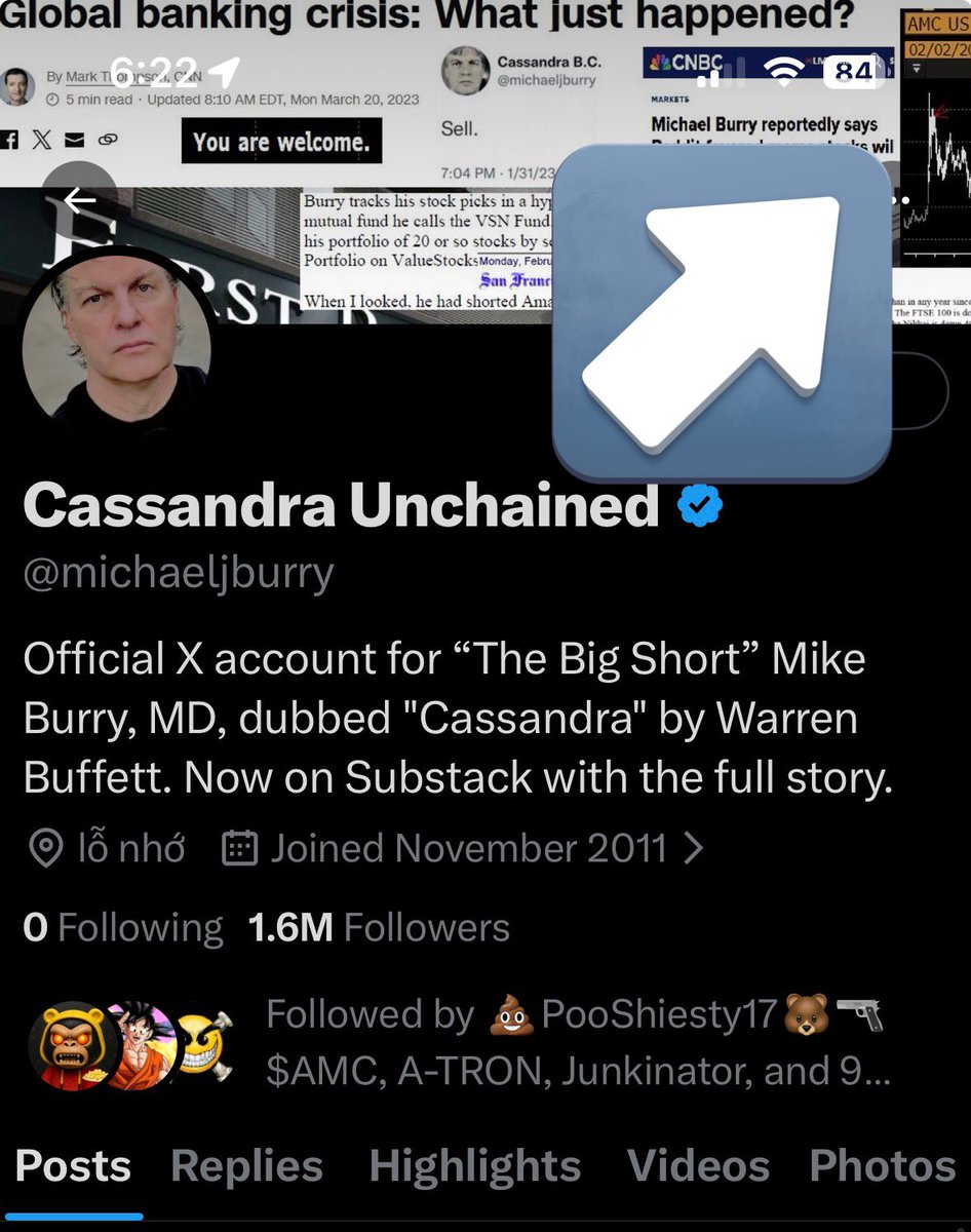 Spicy_Ape's tweet image. 🔔🔔🔔HOLY SH*T!!!!!!!!!

MICHAEL BURRY’S X HEADER HAS $AMC STOCK IN IT 

REPEAT

MICHAEL BURRY’S X PROFILE HAS AMC CHART IN IT!!!!!!!!!!