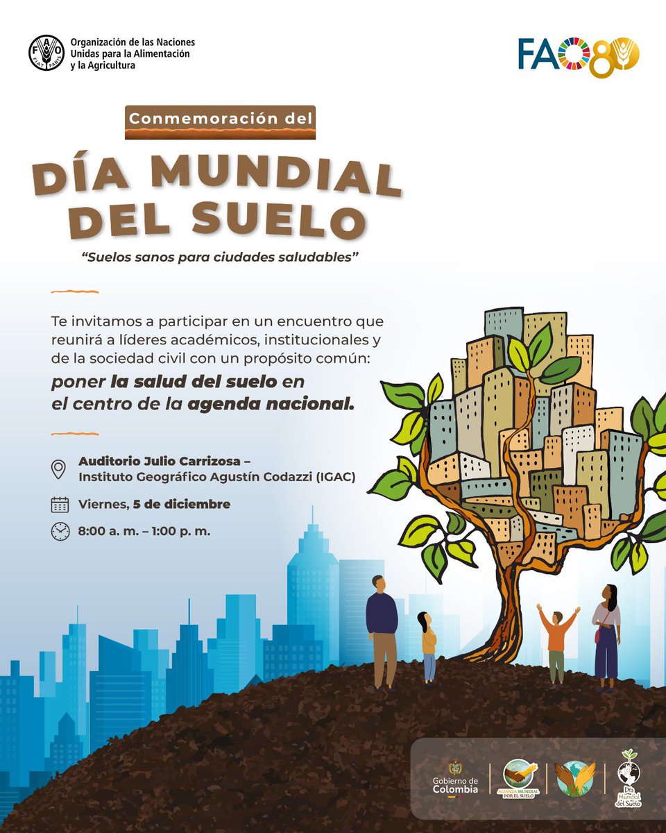 Cada 5 de diciembre celebramos el Día Mundial del Suelo para aumentar la conciencia global sobre el papel que desempeñan en el desarrollo agrícola, en las funciones de los ecosistemas y en la seguridad alimentaria. 🌱

Participa y pongamos la salud del suelo en el centro de la