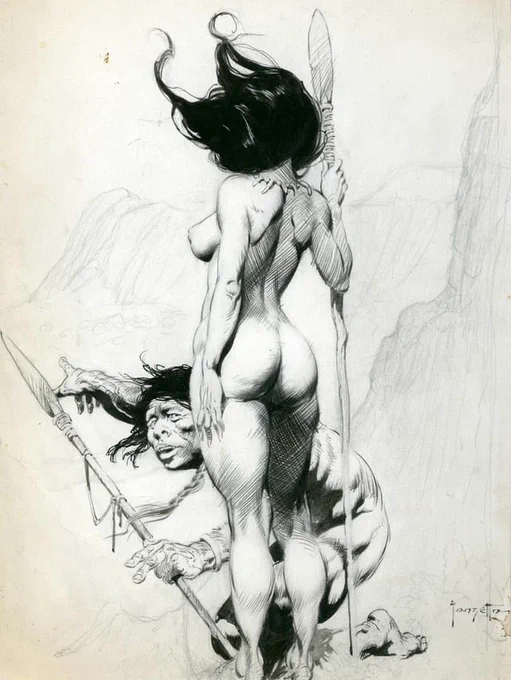 Pencil illustration by Frank Frazetta (1968)