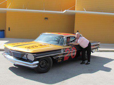 Paunch saying hi  in his 1961 Daytona 500 victory car, —Marvin bringing the car to the museum.