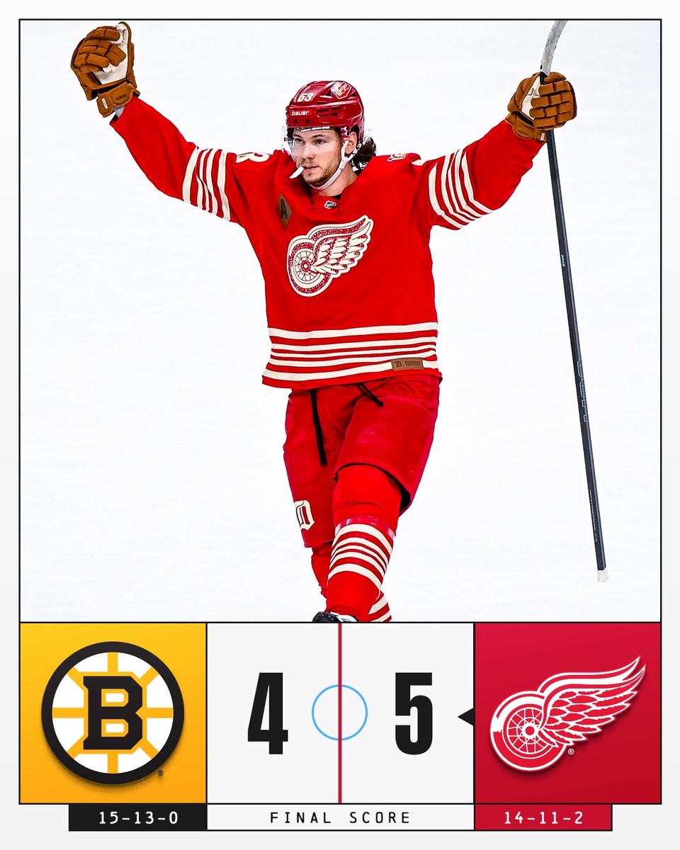 NHL's tweet image. DETROIT HOLDS ON FOR THE W‼️