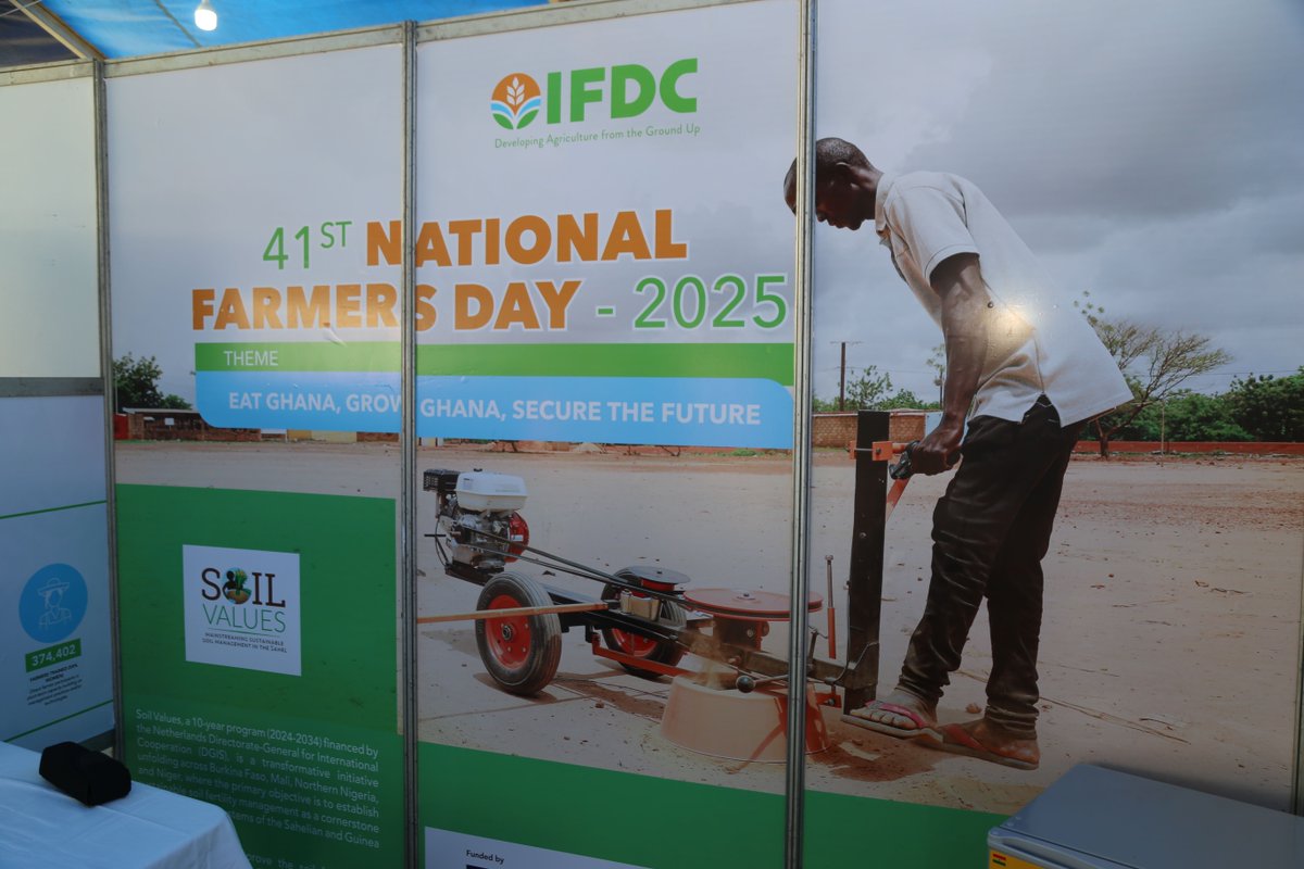 IFDCNWAF's tweet image. IFDC at the 41st National Farmers' Day – Ho 🇬🇭🌾
1–5 Dec 2025 | Theme: “Feed Ghana, Eat Ghana, Secure the Future.”

Showcasing impact from Soil Values, HortiNigeria &amp;amp; 2SCALE, championing Soil Health for a Resilient Future 🌱🚜

#FarmersDay2025 #IFDC #SoilHealth