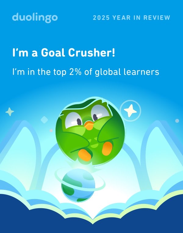 8bitoji's tweet photo. Look how much I learned on Duolingo in 2025! How did you do? #Duolingo365 https://t.co/xuoydjGUv6