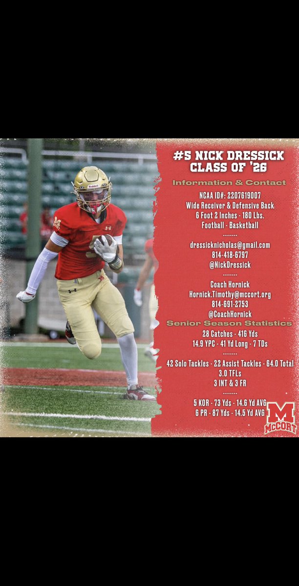 NickDressick's tweet photo. Thank you to @CoachHornick for the recruiting graphic @CrusherFootball @TASmith42 @damehova9 @recruit__X @AveryHawkins @Hawk @PrepRedzonePA https://t.co/72jDxMfF1O