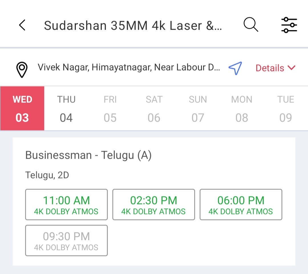 #Businessman4K Farewell show Sudarshan SOLD OUT 😎

Farewell show gross - 2.05L 🔥

MB's 3rd Rerelease in 2025 to Collect 30Lakh+ gross in SUDARSHAN 👌
#SVSC4K #Khaleja4K #BM4K