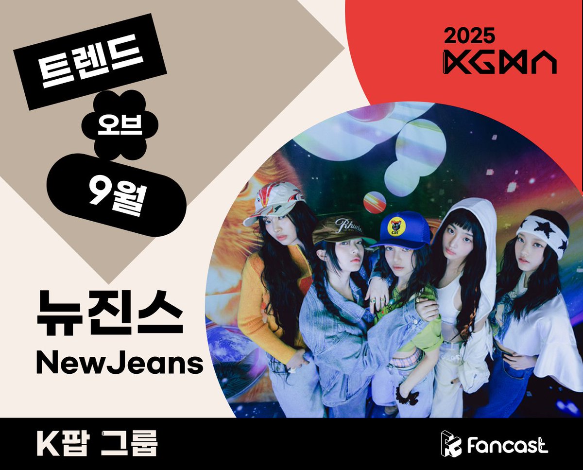 fancastofficial's tweet image. 🏆2025 #KGMA🏆
 
🎉Trend of September🎉

✨K팝 그룹 (Kpop Group) 1위✨
 #뉴진스 #NewJeans
 
 축하합니다! 트로피가 전달될 예정입니다🥳
 
 * 자세한 투표 결과는 팬캐스트 앱에서 확인하실 수 있습니다.