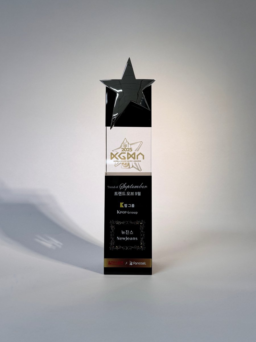 fancastofficial's tweet image. 🏆2025 #KGMA🏆
 
🎉Trend of September🎉

✨K팝 그룹 (Kpop Group) 1위✨
 #뉴진스 #NewJeans
 
 축하합니다! 트로피가 전달될 예정입니다🥳
 
 * 자세한 투표 결과는 팬캐스트 앱에서 확인하실 수 있습니다.