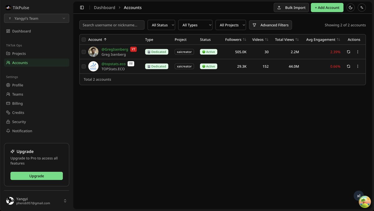 mksaas真的挺好用的很快就能擼個項目這個tikpulse是用來監控社媒帳號的自己做tiktok或者youtube矩陣的每天都得人工拉數據到飛書表單做達人營銷也可以方便數據回收
以前是弄api對到飛書現在直接ai弄一下還能webhook