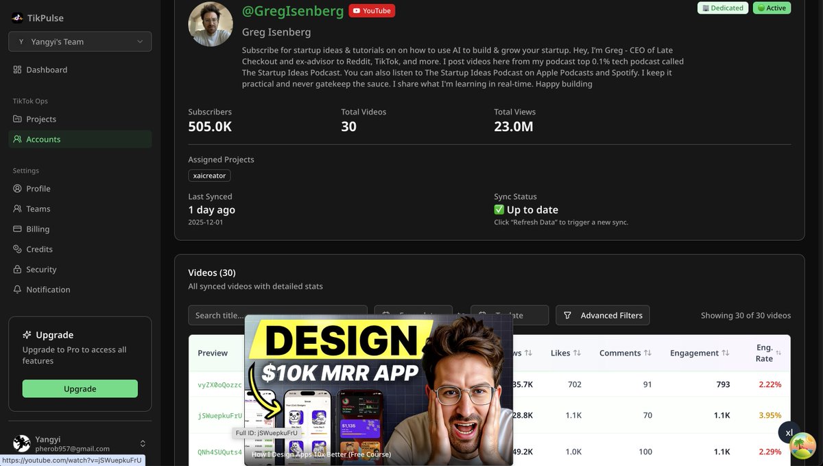 mksaas真的挺好用的很快就能擼個項目這個tikpulse是用來監控社媒帳號的自己做tiktok或者youtube矩陣的每天都得人工拉數據到飛書表單做達人營銷也可以方便數據回收
以前是弄api對到飛書現在直接ai弄一下還能webhook