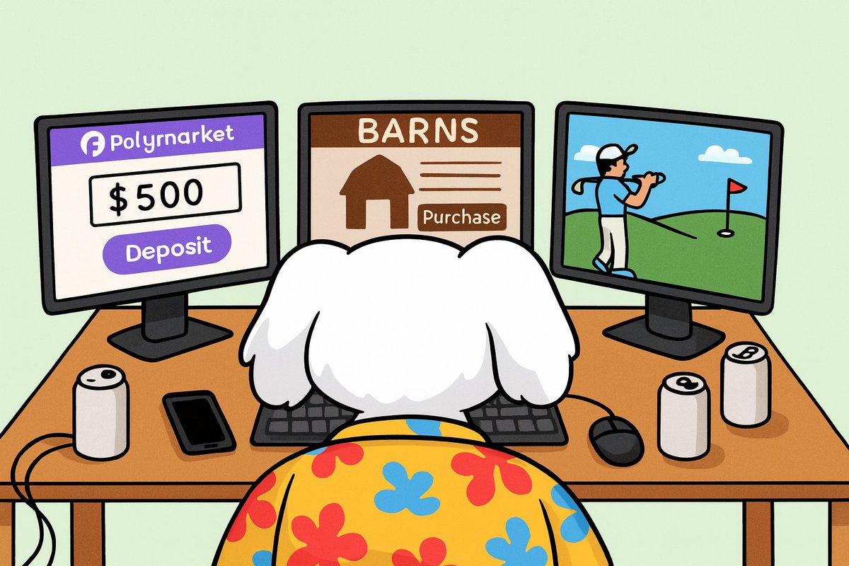 NotSoEasyMoney's tweet photo. 334/365

Reloaded the prediction market account.
Hit 50% of the target today, hoping the rest of the week we can outpace.

Played basketball for the first time in awhile. Gotta get the cardio back up, and cut some weight for sure, goal is to shed some pounds before the new year. Walking a lot around the farm helps, but need to really dial in 

Had to get an emergency plumber for an issue with some pipes tonight, home ownership is fun lemme tell ya.

Upgraded the chicken coop, the lady is happy, but has more stuff she wants to knock out. OBVIOUSLY we're gonna do it cause it makes her happy and that makes me happy, and when shes happy im happy, so duh we gotta do that. I like when shes happy, she has a nice smile.

Golfing with the lads yesterday was tons of fun, hopeful going into the new year we have ample team stuff we are doing together, it is always enjoyable to be around those guys.

But for the rest of the month i am excited to be locked in at the desk, and making a lot more content than i have been the last couple of weeks. Have been off the norm, which i dont like, and wanna lock back in on it all. We will get there.

Lot of month left.
We keep going.