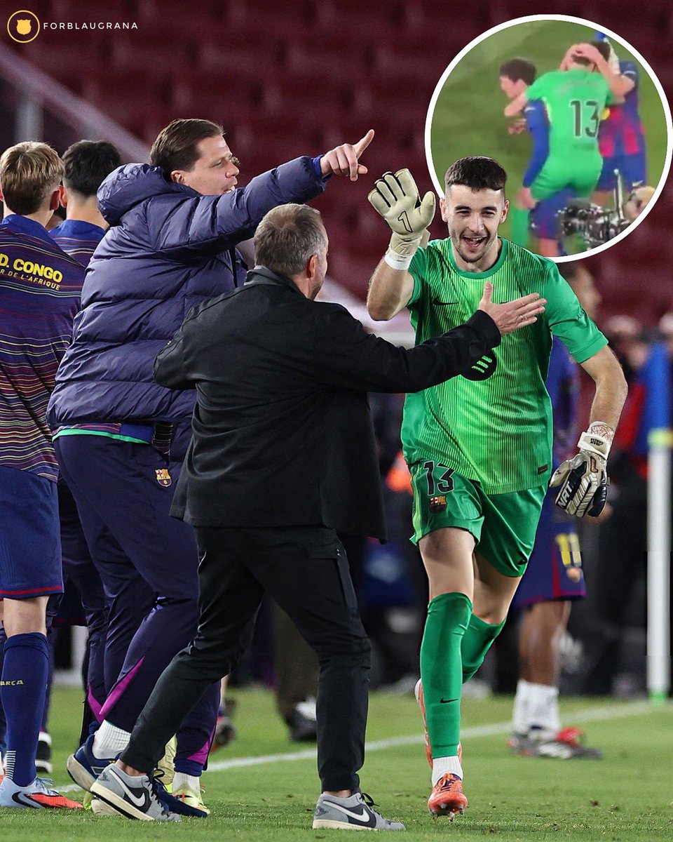 forblaugrana's tweet image. 📸| Joan Garcia ran all through the field to celebrate Ferran Torres’ goal, and Tek was shouting at him to go and secure the Goal 😅