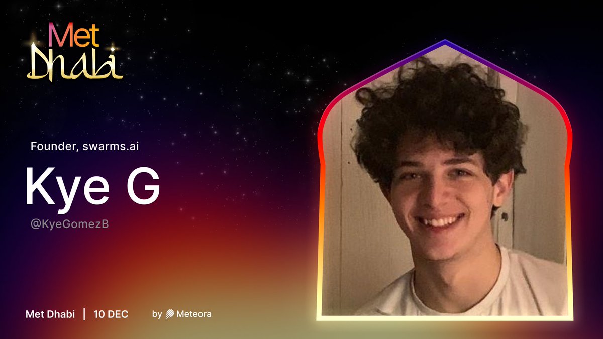 Swarms x Met Dhabi 🏝️👾

I’m delighted to share that Kye Gomez, founder of Swarms, will be speaking at Met Dhabi, hosted by our partners at <a href="/MeteoraAG/">Meteora</a> in Abu Dhabi, on the 10th of December.

During his talk we will make the most important announcement of the year for Swarms and,