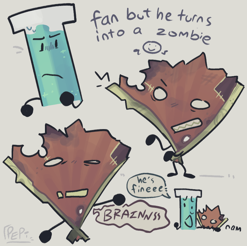 Pepper_Pepi's tweet image. my dark and twisted au where fan Turns into a zombie :J #inanimateinsanity #osc #objectshowcommunity