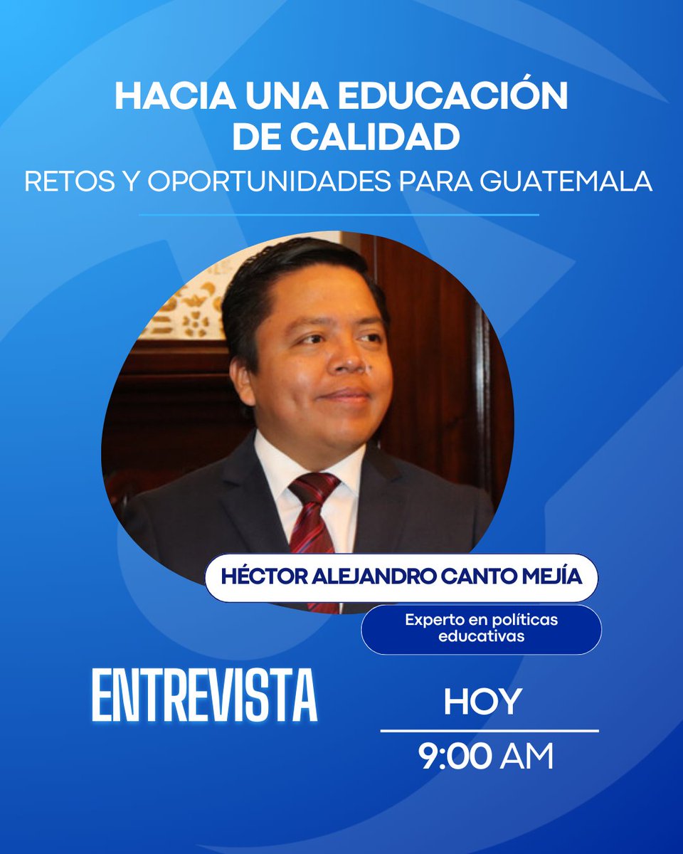 📡 No se pierda hoy la entrevista con Héctor Alejandro Canto Mejía, experto en políticas educativas.

🗣 Para analizar el anuncio del Ministerio de Educación sobre el plan para el próximo ciclo escolar y su impacto en la educación en Guatemala.

Siga en directo🔽
📲