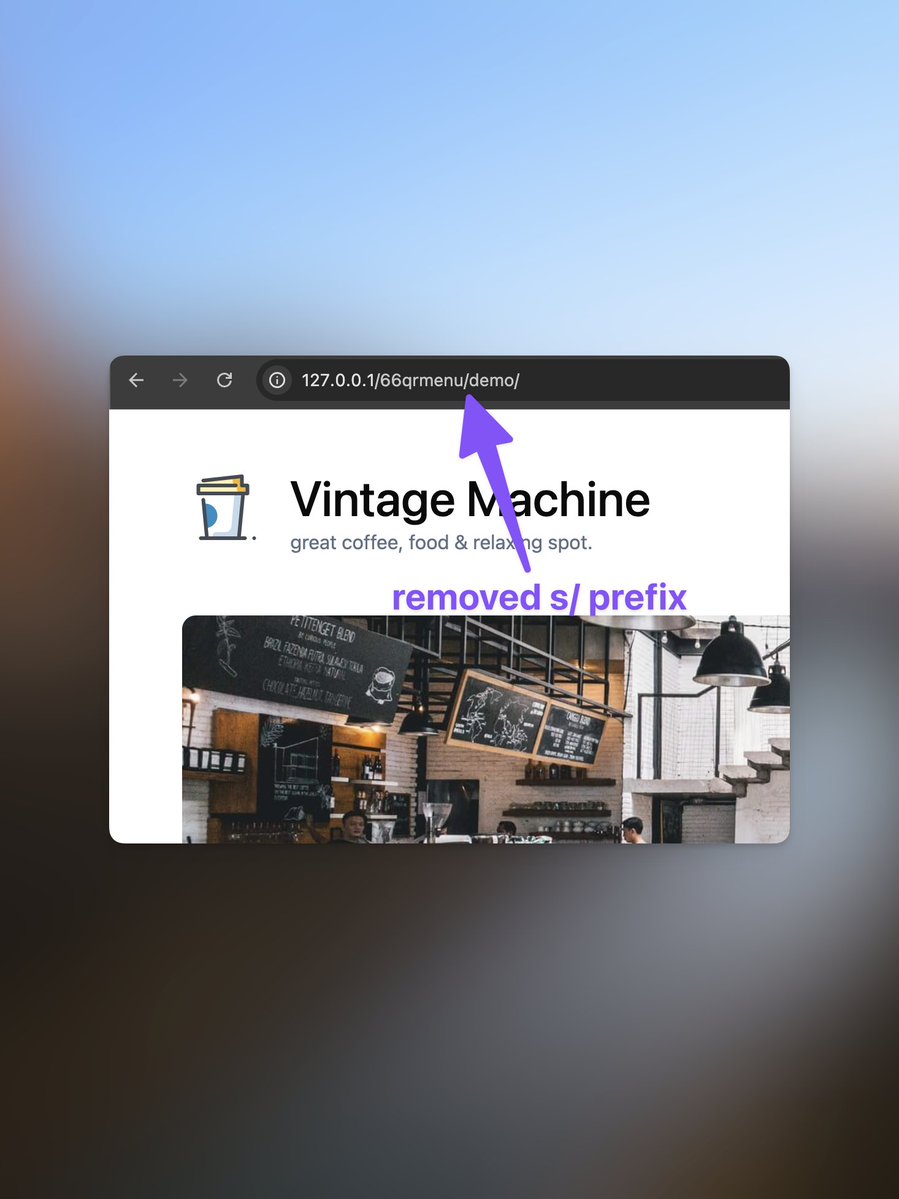 AltumCode's tweet image. 66qrmenu - long overdue change that has finally been introduced ✅

I&apos;ve refactored the links of the store pages, they will now not contain the &apos;s/&apos; prefix on store pages

Before: example[.]com/s/store-name
After: example[.]com/store-name