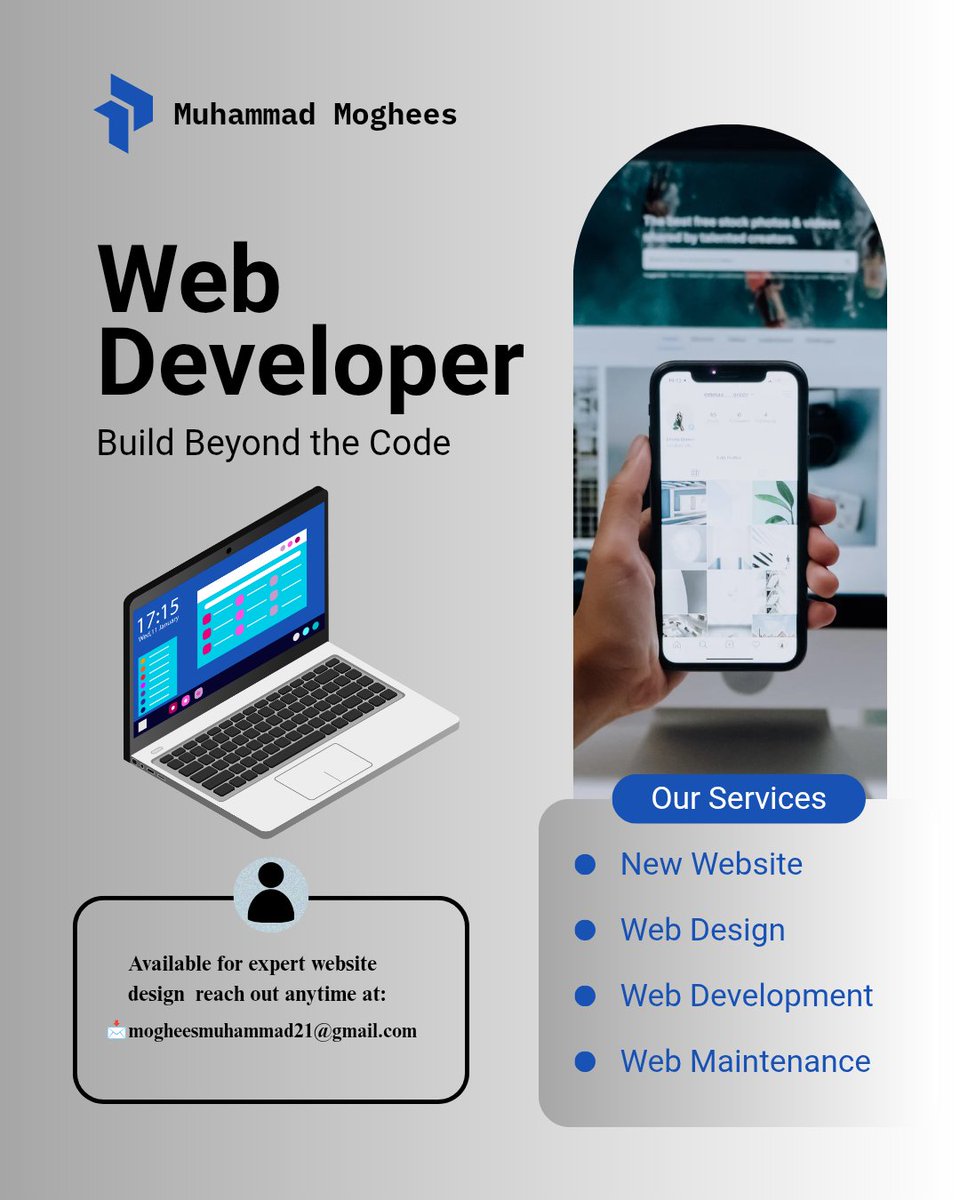 mogheesdev's tweet image. Excited to share my updated Web Developer services!
From clean Ul to fully functional websites I help
businesses build a strong online presence.
If you need a new website or want to improve your
existing one, feel free to reach out!
#WebDeveloper #WordPressDesign #DigitalPresence